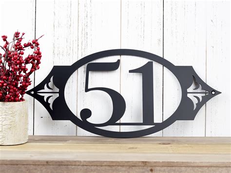 Metal House Number Plaque With Arrows 